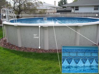 This is a used above ground swimming pool complete with ALL 