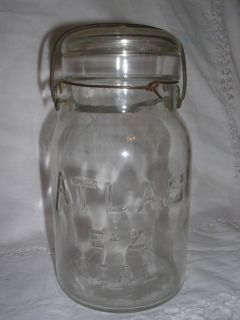   Qt Atlas E Z Seal Mason Glass Canning Jar Wire Bail w Glass Lid