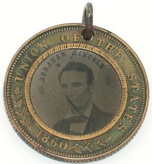 1860 Abraham Lincoln Ferrotype Campaign Picture Pin NR