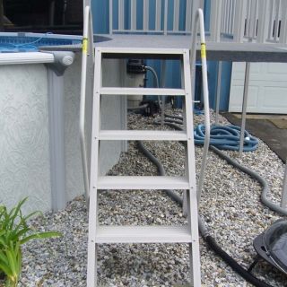   Extruded Aluminum Above Ground Pool Flip Up Ladder Beige