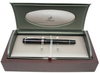 Parker Duofold International Fountain Pen, Black, Palladium Trim, 18k 