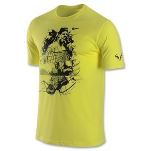 Nike Rafael Nadal Ace Rafa Yellow Tee Shirt Sz M L XL