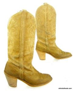 Sassy Divalicious Vtg USA Made Acme Dingo Suede Cowboy Boots 3  Heels 