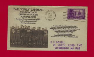    FDC CURLY LAMBEAU FOUNDER COACH 1921 GREEN BAY ACME PACKERS FOOTBALL