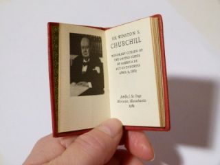 Achille St. Onge MINIATURE Leather Book 1963 Winston Churchill Hon 
