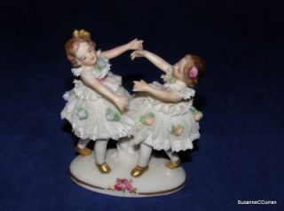 Ackerman & Fritze Dresden Lace Double Ballerina Girl Figurine