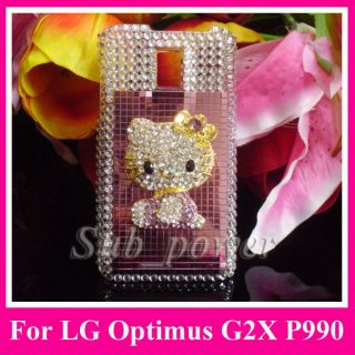 3D Rhinestone Hello Kitty Bling Case Cover for LG Optimus 2X P990 G2X 