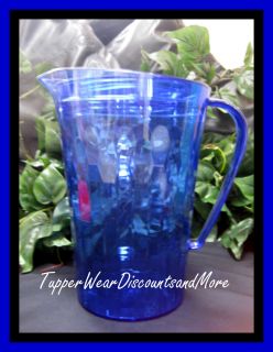   Ice Prisms Sheer Blue Beverage Acrylic Pitcher with Cover RARE