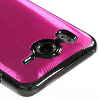 Pink Brushed Metal Aluminum Acrylic Hard Case Cover Slim Fit for HTC 
