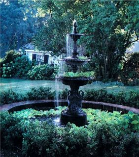 Classic French Victorian Garden Fountain Swan Base 3 Tier Antique 