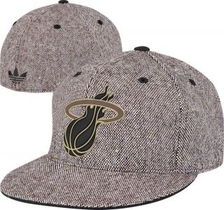 Miami Heat Adidas Originals Elite Shadow Flat Brim Fitted Hat