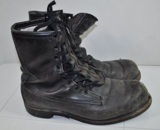Addison Boots Vintage 60s Mens Black Leather Combat Work Boots Size 9 