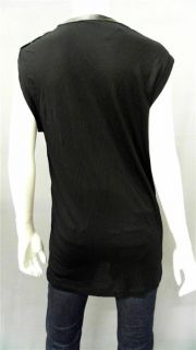 The Addison Story Misses L Shirt Top Black Solid Cap Sleeve Blouse 