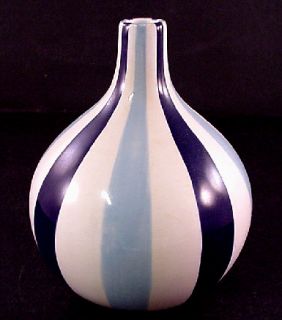 Jonathan Adler Blue Stripes Pottery Vase Happy Home