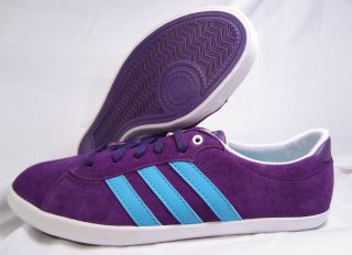Adidas Neo Qt Court Purple Blue Suede Womens Shoes Size 8 5