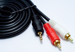 mm Stereo Audio Jack to RCA Adapter Cable 5ft Gold