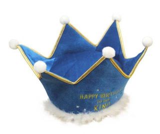 Plush Birthday Crown Blue King Adult Novelty Gag Hat