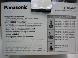 Panasonic KX TGA651B Extra Handset Series Cordless Phones 10/30 6