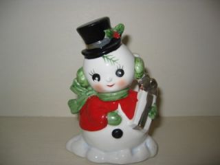 ADORABLE Vintage Christmas ~JOSEF ORIGINALS~ Snowman Napkin Holder