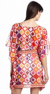 Trina Turk Red Ogee Caftan Swimsuit Cover Up Tunic L Large NWT NEW $ 