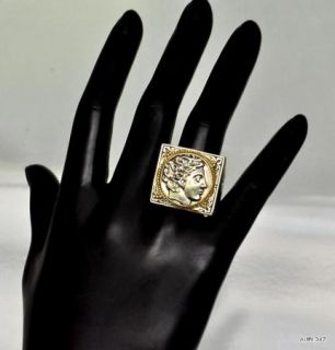   KONSTANTINO Sz 10.5 Mens Large Sterling Silver 18K Gold ADONIS Ring
