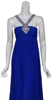 Aidan Mattox Striking Cobalt Silk Eve Gown Dress 2 New