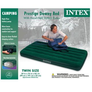 Intex Prestige Downy Airbed Air Mattress Bed W/ Battery Pump Twin Size 