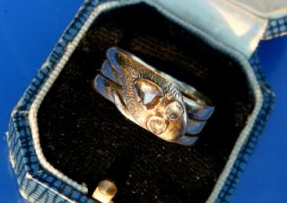 Antique Victorian 18ct Gold Rose Cut Trilogy Diamond Snake Ring c1870 