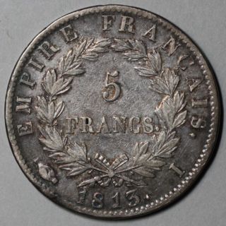   Grade Limoges France Silver 5 Francs Napoleon I First Empire