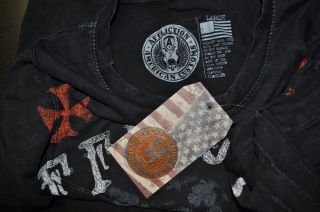 New with Tags Affliction American Customs Garage Build Motors Shirt 