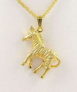 14k gold ep african walking zebra pendant necklace