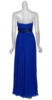 Aidan Mattox Cobalt Silk Chiffon Eve Gown Dress 4 New