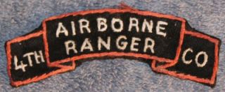 airborne ranger 4th co scroll tab patch vietnam war