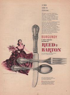 1949 Vintage Star in Sterling Burgundy Reed Barton Silverware Print Ad 