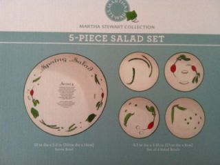 martha stewart spring 5 pc recipe salad bowl set nib