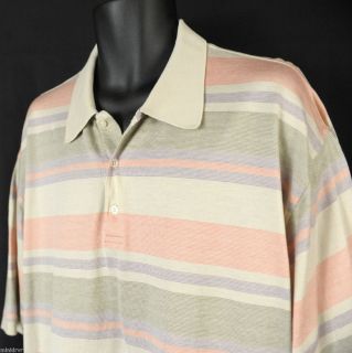 Alan Flusser Pastel Striped Mercerized Cotton Golf Polo Shirt Mens XXL 