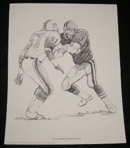   NFL Cleveland Browns Football Sketches Prints Set 6 K Akins