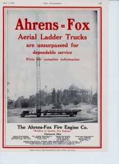 Ahrens Fox Aerial Ladder Truck for 1929 Ad