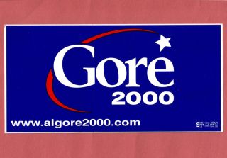 2000 AL GORE US Political Campaign Presidential bumper sticker decal 