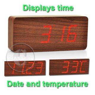   Big Digit Wood Digital C F LED Rosewood Alarm Clock 210 90