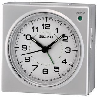 Seiko QHE086SLH Silver Tone Analog Travel Alarm Clock