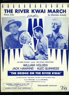 William Holden Alec Guinness Bridge on The River Kwai UK Sheet Music 