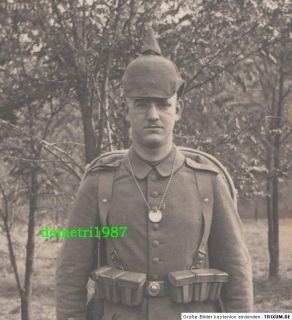 Photo PC German Grenadier with Hundemarke Metal Chain 1 WK IWW Soldier 