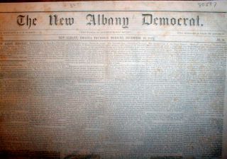 Original 1847 Newspaper Newe Albany Democrat Indiana Irish Famine 