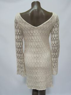 Judith March womens ivory crochet long sleeve dress $120 New