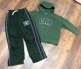 Gap Boys Athletic Green Hooded Sweatshirt Wind Pants Outfit M 8
