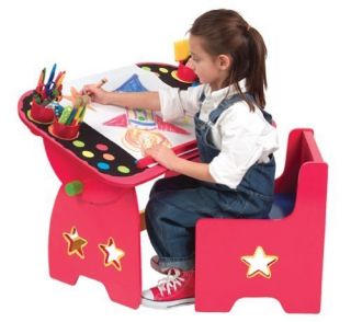 Alex Toys Childs Red Art Desk Table Chalkboard Chair Paper Roll 