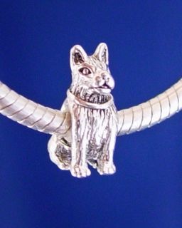 GERMAN SHEPHERD HUSKY AKITA DOG Silver European Charm Bead fit for 