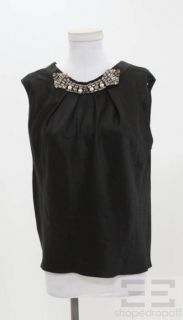alberta ferretti black silk sleeveless jeweled top size us6