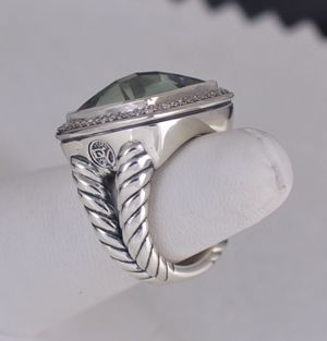 David Yurman 17mm Prasiolite Pave Diamond Albion Ring